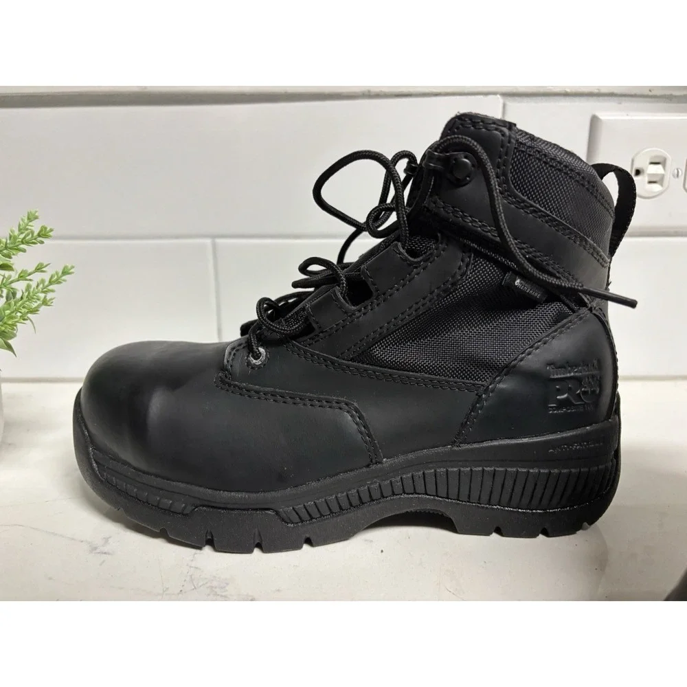 Men's Timberland PRO 379 Waterproof Leather Boots Zip Anti Fatigue Soft Toe 4.5W